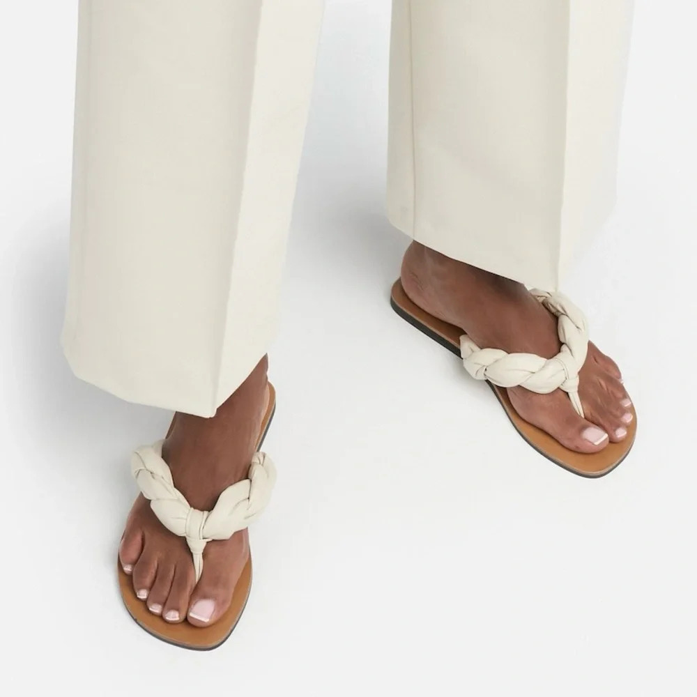 Flattered Blanche Leather Creme Sandals